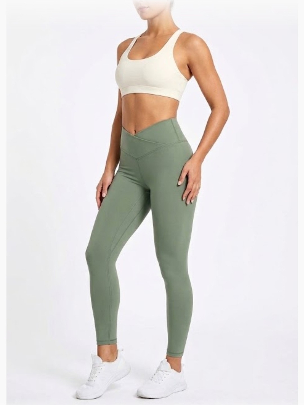 NWOT Yogalicious Lux Crossover Waist Sage Green Leggings Size S